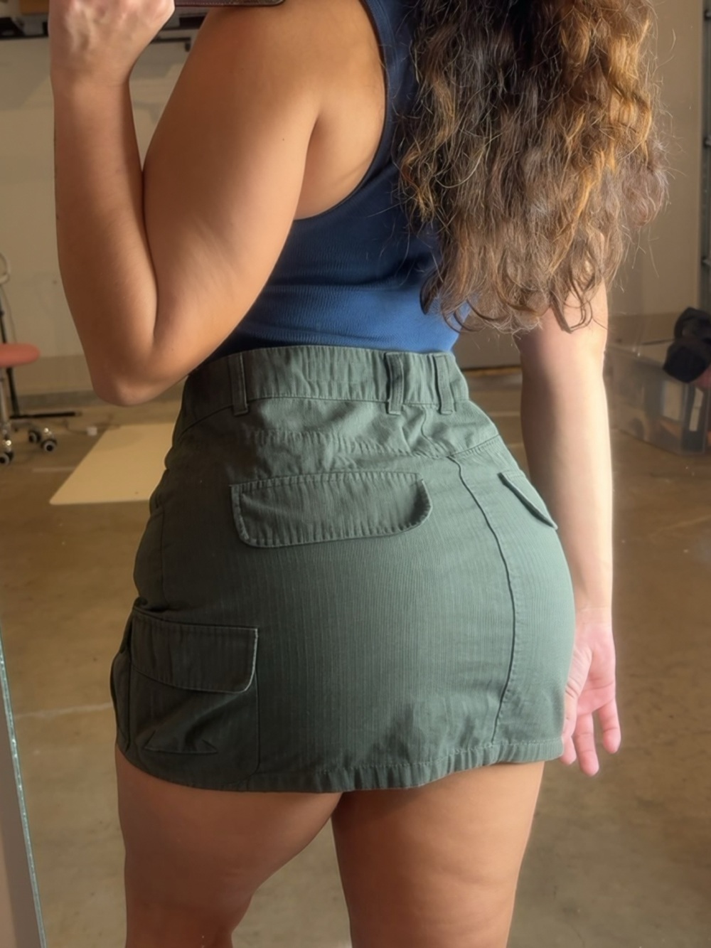 Zara Olive Green Cargo Mini Skirt